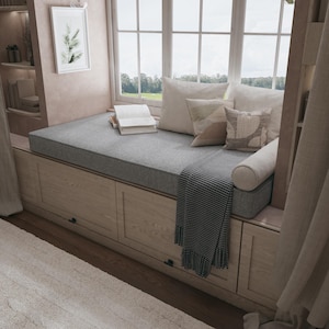 Custom Linen Bench Cushion, Window French Style Cushion, Large Piano Bench Cushion