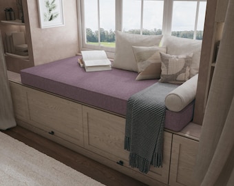 Custom Window Bench Cushion, Linen Bench Seat Cushion, French Style Bench Cushion