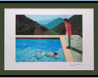 デイヴィッド・ホックニー「二人の人物が描かれたプール」リトグラフ