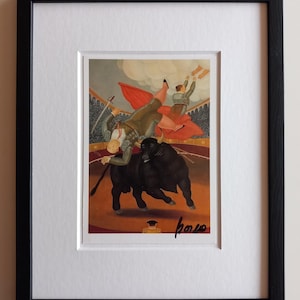 Fernando Botero – Der Tod von Luis Chalmeta – gerahmte und signierte Kunstkarte