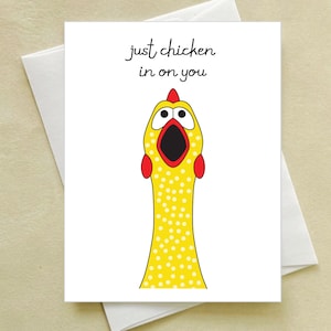 Chicken Birthday Card - just chicken in on you birthday card - rubber chicken