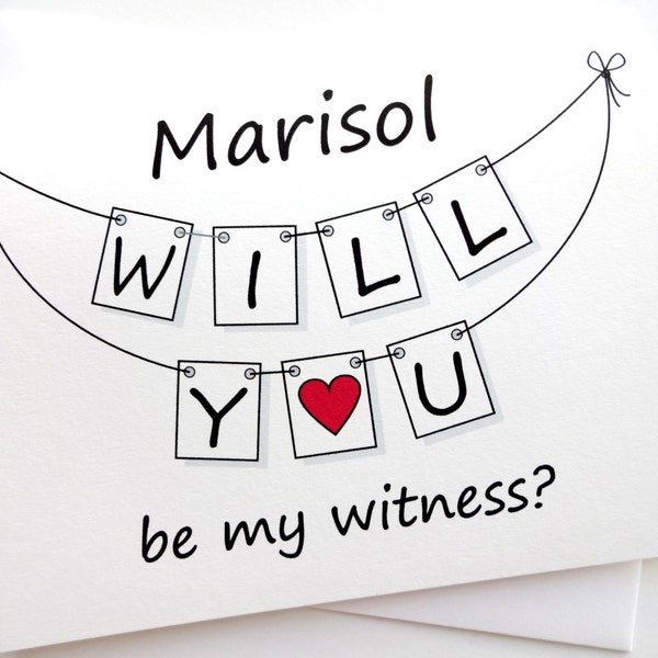 Will you be my witness PERSONALIZED Wedding Card
