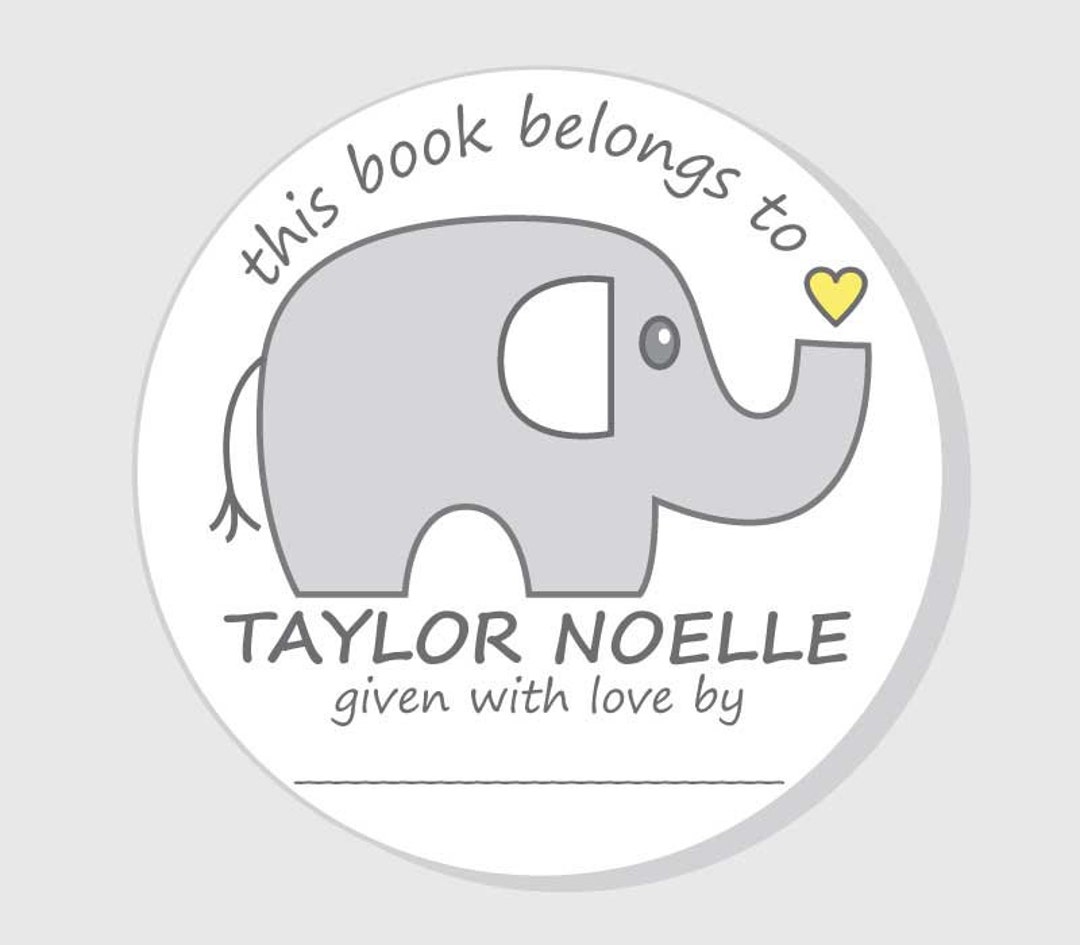 Elephant Bookplate Baby Shower Stickers Personalized - Etsy Elephant Bookplate Baby Shower Stickers  Personalized - Etsy