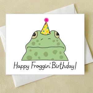 Frog Birthday Card - Happy Froggin Birthday greeting card - toad birthday card