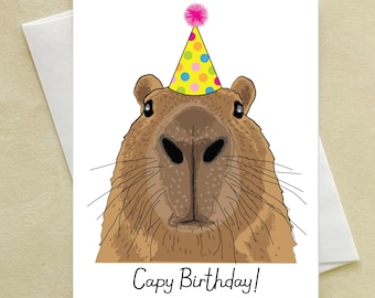 Capybara Birthday Card - Happy Birthday - - Capy Birthday - Cappy Birthday - Cute Animal