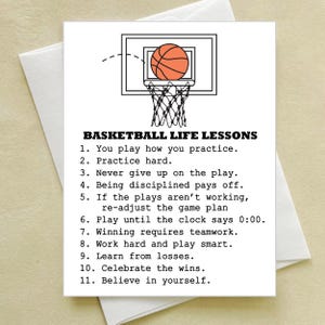 Basketball Life Lessons Greeting Card - Birthday - Encouragement - Graduation - Basketball Lover