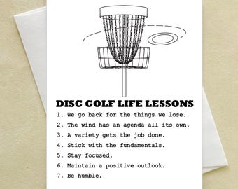 Disc Golf Life Lessons Greeting Card - Disc Golfer Birthday - Encouragement - Graduation - Disc Golf Team - Disc Golf Lover