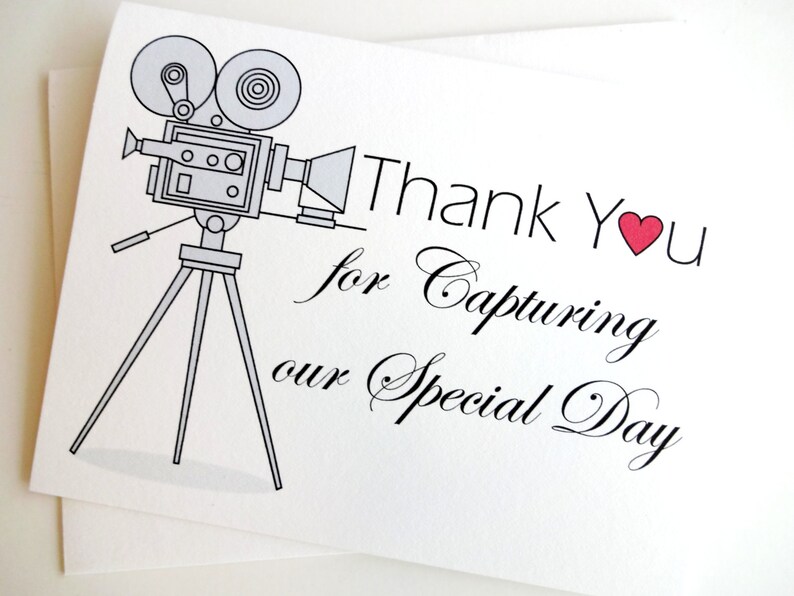Wedding Videographer Thank You Card for Wedding Video Etsy