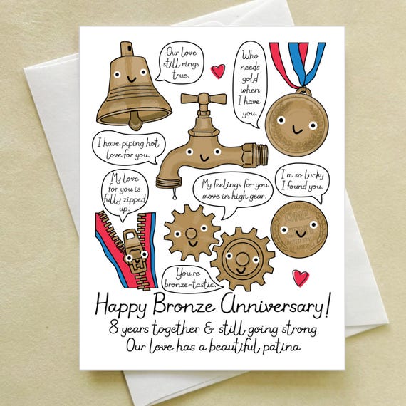 Bronze Wedding Anniversary Card - Happy 8th Anniversary - Bronze