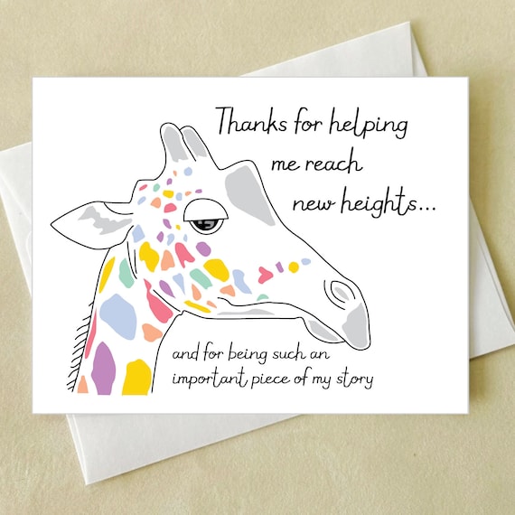 Autism Thank You Therapy Card - ABA RBT BCBA Occupational Speech Therapist Thanks for helping me reach new heights