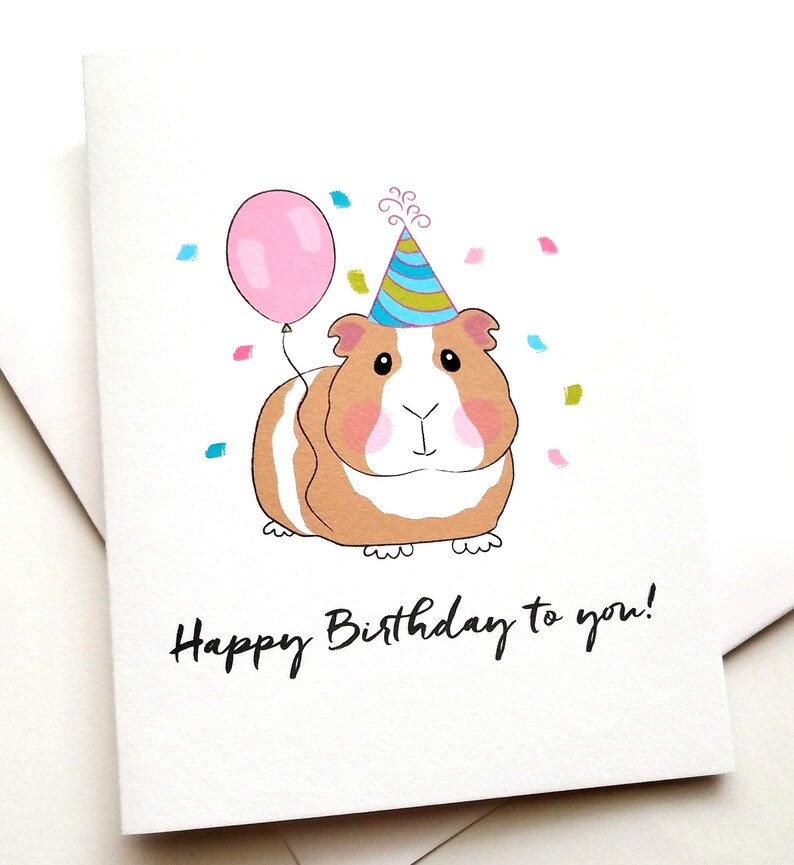 Guinea Pig Birthday Card Happy Birthday to You Cute Pet | Etsy