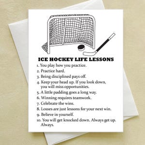 Ice Hockey Life Lessons Greeting Card - Birthday - Encouragement - Graduation - Hockey Team - Hockey Lover