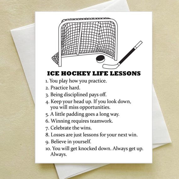 Ice Hockey Life Lessons Greeting Card - Birthday - Encouragement - Graduation - Hockey Team - Hockey Lover