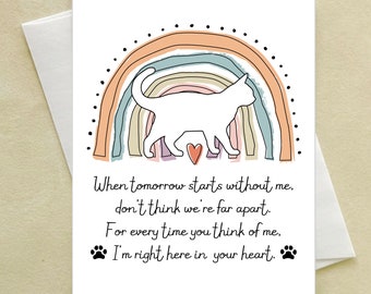 Cat Sympathy Card  - when tomorrow starts greeting card