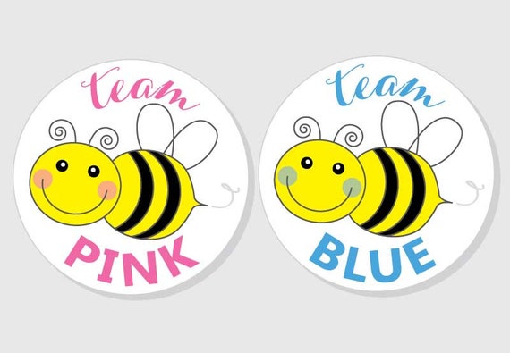 Bumble Bee Stickers for Gender Reveal Labels Boy Girl Baby Shower Set of 24 Stickers