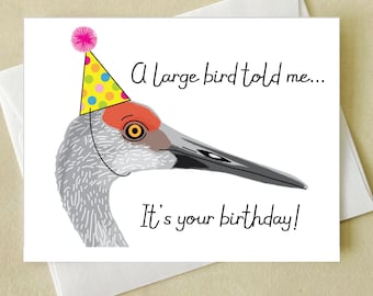 Sandhill Crane Birthday Card -  Florida Bird Birthday Card