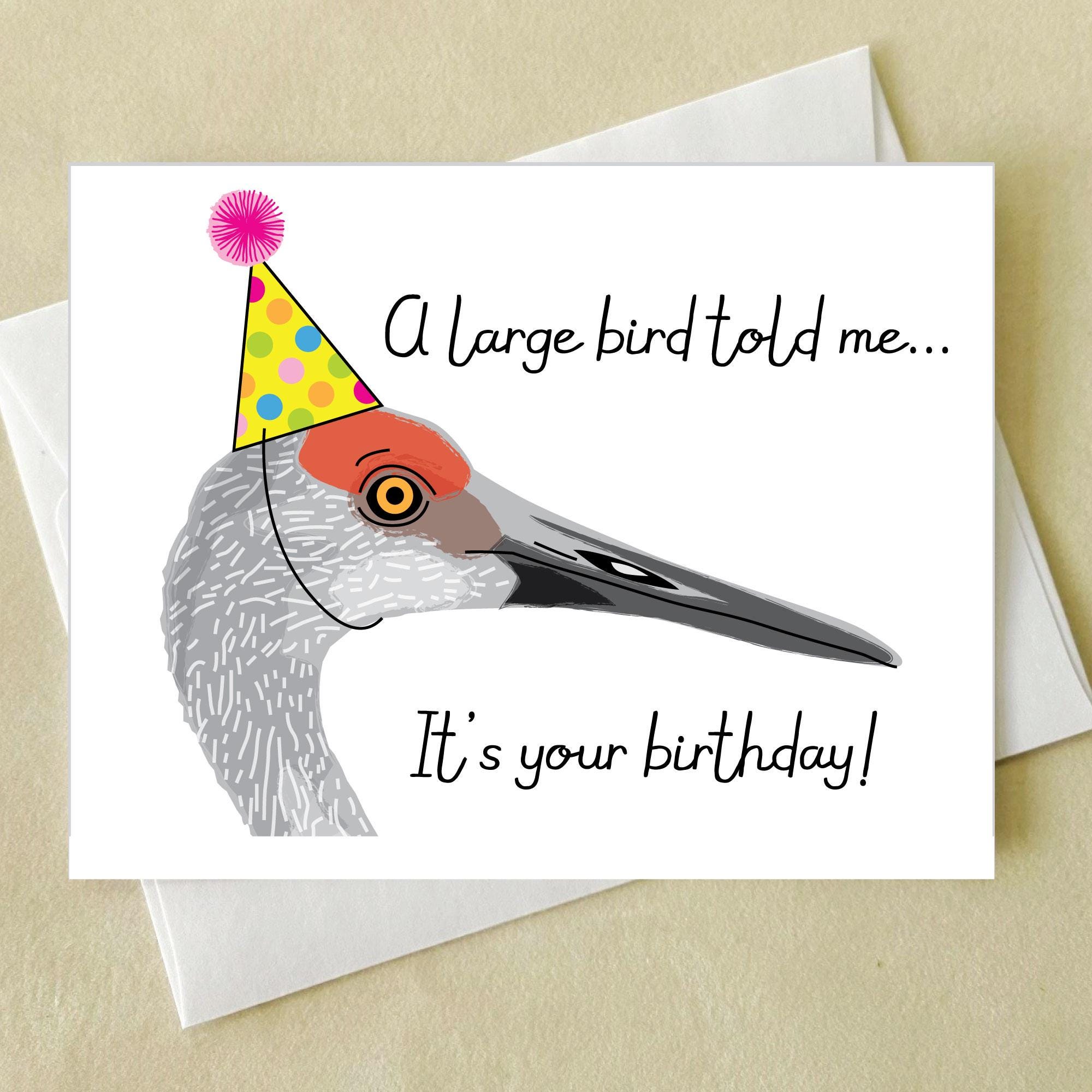 Sandhill Crane Birthday Card -  Florida Bird Birthday Card