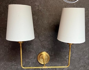 Brass Dual Shade Wall Sconce: Mid-Century Modern Wall Lamp