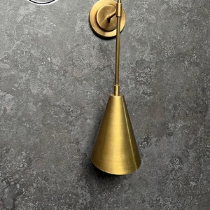 Sleek Aged Brass Cone Wall Sconce, Modern Minimalist Wall Lamp, Solid Brass Wall Light Fixture, Mid Century Wall lamp, Handcrafted Wall Lamp