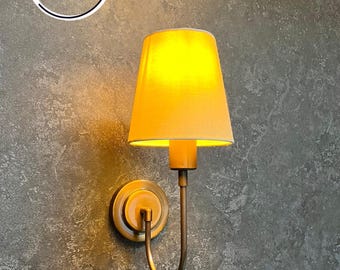 Minimalist Brass Wall Sconce with Lampshade - Bedroom Lighting