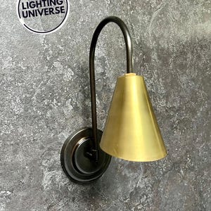 Raw Brass Wall Sconce: Mid-Century Bedside Lamp