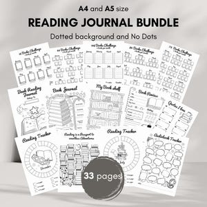 Reading Journal Bundle Printable Journal Pages Reading Planner 2025 Reading Challenge Book Review Log Book A5 & A4 Dots and No Dots