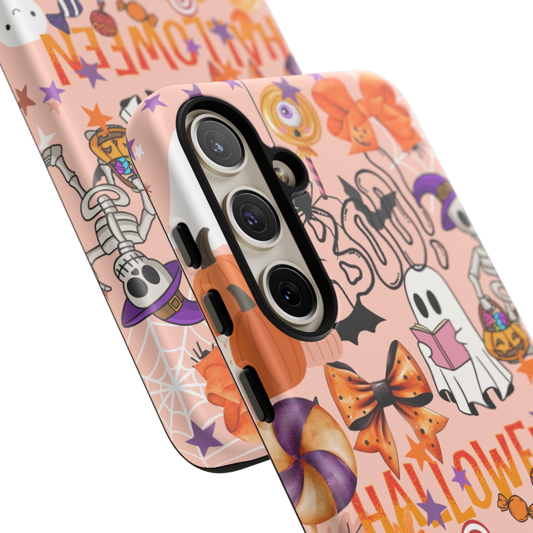 Fall Ghost Pumpkin Coffee Cute Spooky Halloween Phone Case iPhone 15 14 13 12 11 Pro Max Magsafe Samsung Galaxy S23 S22 S20 Ultra Pixel