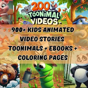 Plr Mrr Resellable- 900+ Kids audio Videos Stories,eBooks & PLR Kids Animated Videos | editable templates| Coloring Pages I Toonimals Videos
