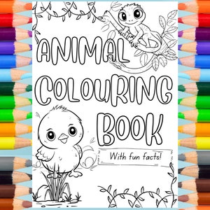 Dierenkleurboek met leuke weetjes | Digitale download | Educatief en onderhoudend