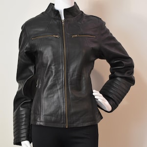 Women&#39;s Leather Jacket | Genuine Lambskin Leather Jackets for Women | Black Leather Jacket | Premium Quality Women Leather Jacket