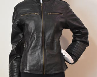 Leren damesjas | Echte lamsleren jassen voor dames | Zwart leren jack | Leren jack van topkwaliteit voor dames
