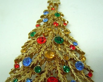 Vintage Christmas Tree Pin Brooch Signed ART Arthur Pepper - Festive 60s