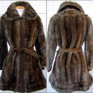 Lilli Ann Coat London Leather & Fab Faux Fur MOD Trench Style Vintage 60s Size Small - Mint Condition REDUCED