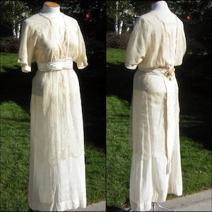 Edwardian Downton Abbey Wedding Dress Tea Gown - Silk - Small - Vintage Early 1900s