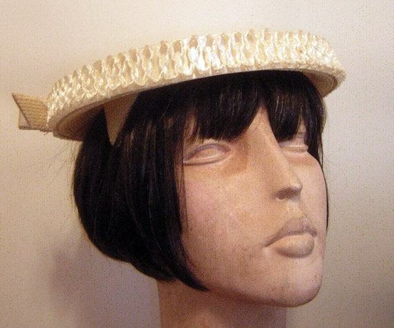 Vintage Hat Saucer Style with Ribbon Candy Trim -… - image 3