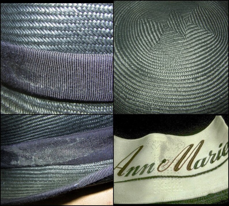 Vintage Bowler Hat 60s Black Straw by Anne Marie Clockwork Orange High Fashion Goth