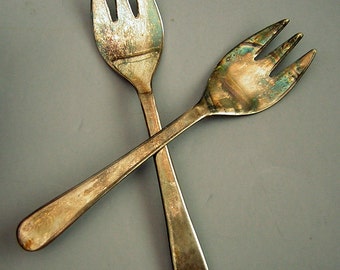 Silverplate Danish Modern Pickle Forks Sheffield England with free tarnish