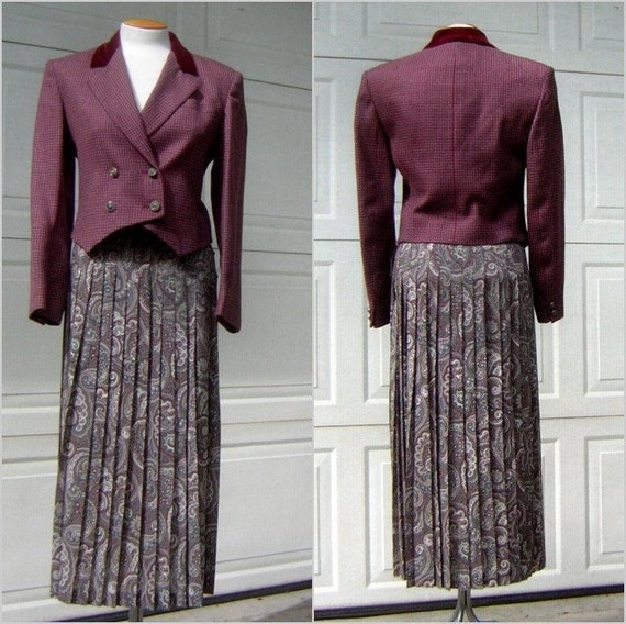 Vintage JAEGER Suit - Jacket & Pleated Skirt in H… - image 1