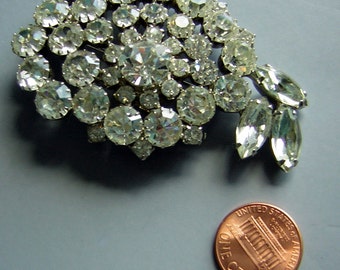 Large Rhinestone Juliana D & E Brooch Pin - Statement Piece Vintage 50s 60s Solid Bling