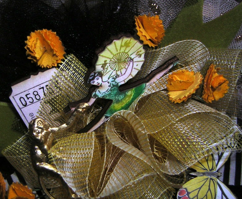 Vintage Handmade Wristlet Cuff Corsage TuTu Bracelet Circus Dancer Theme for Prom