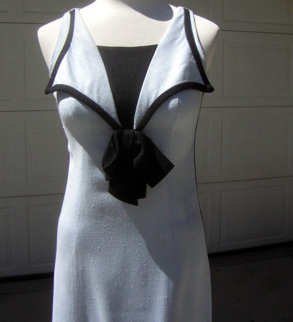 Vintage MOD Dress Pale Blue & Black Sexy Fit - Fig