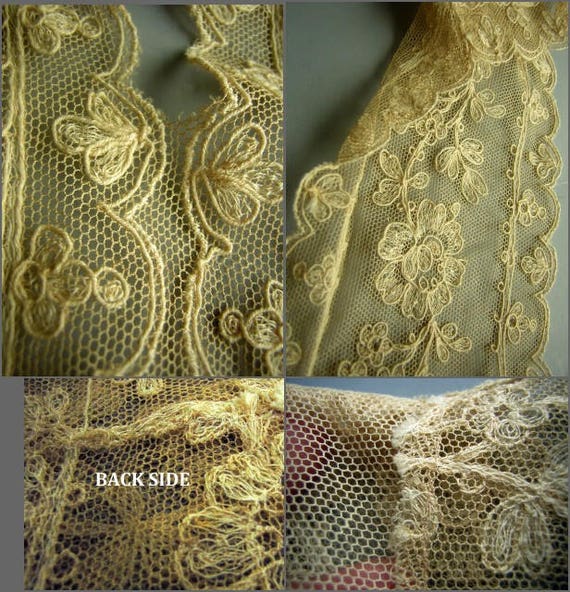 Vintage Lace Collar Tambour Embroidered Net Lace … - image 4