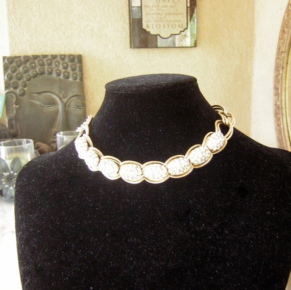 Vintage Rhinestone Choker Necklace Adjustable Ele… - image 4