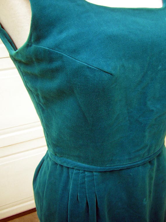 Vintage 60s Party Dress Turquoise Velvet / Velvet… - image 6