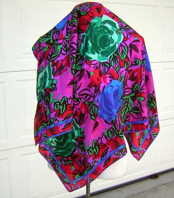 Scares Gift Vintage Albert Nipon Silk Scarf - Ric… - image 2