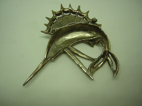 Vintage Large Brooch Sailfish Swordfish Marlin Bi… - image 2