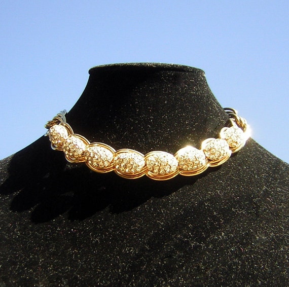 Vintage Rhinestone Choker Necklace Adjustable Eleg