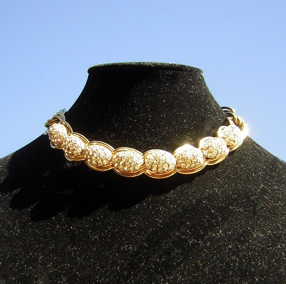 Vintage Rhinestone Choker Necklace Adjustable Ele… - image 1