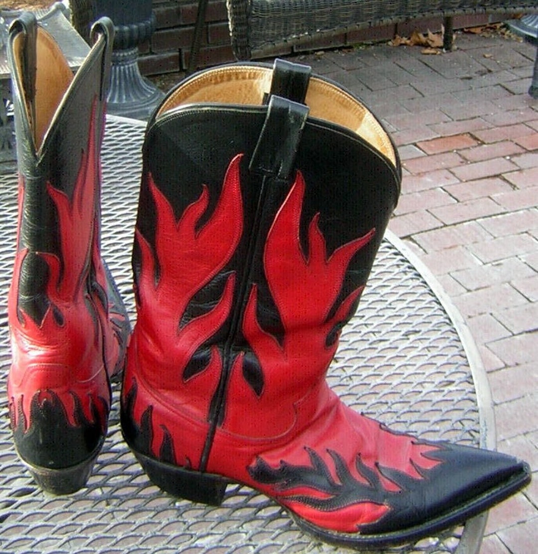 vintage-john-allen-woodward-custom-cowboy-boots-black-red-early