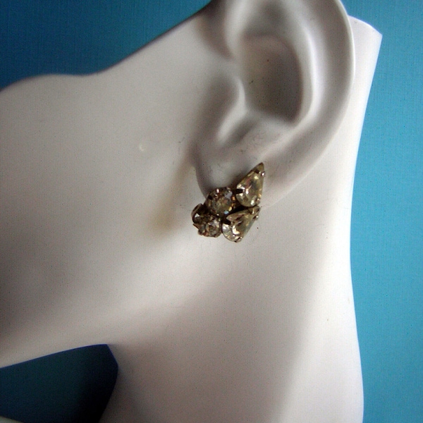 Vintage WEISS Earrings - Demure Rhinestone Clip Ons  - Signed - CLEARANCE